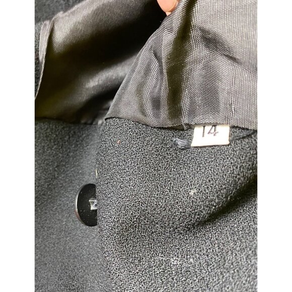BERT NEWMAN SUITIME Vintage Black Wool Blazer Red Accent Lapel Size 14 Eighties - Picture 5 of 6